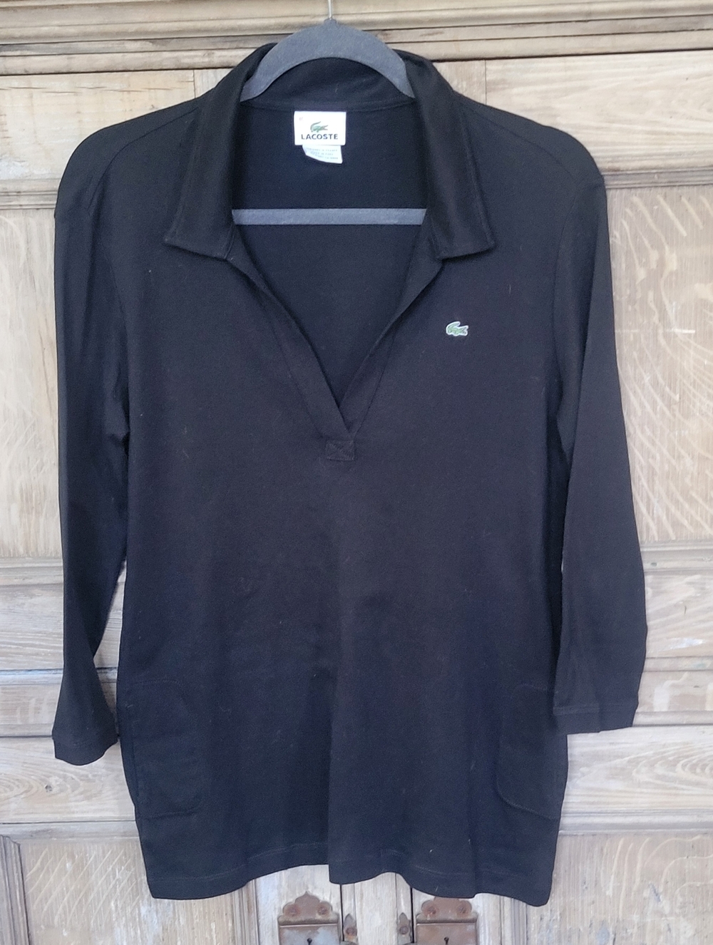 Lacoste Women’s Black 3/4 Sleeve Polo Top